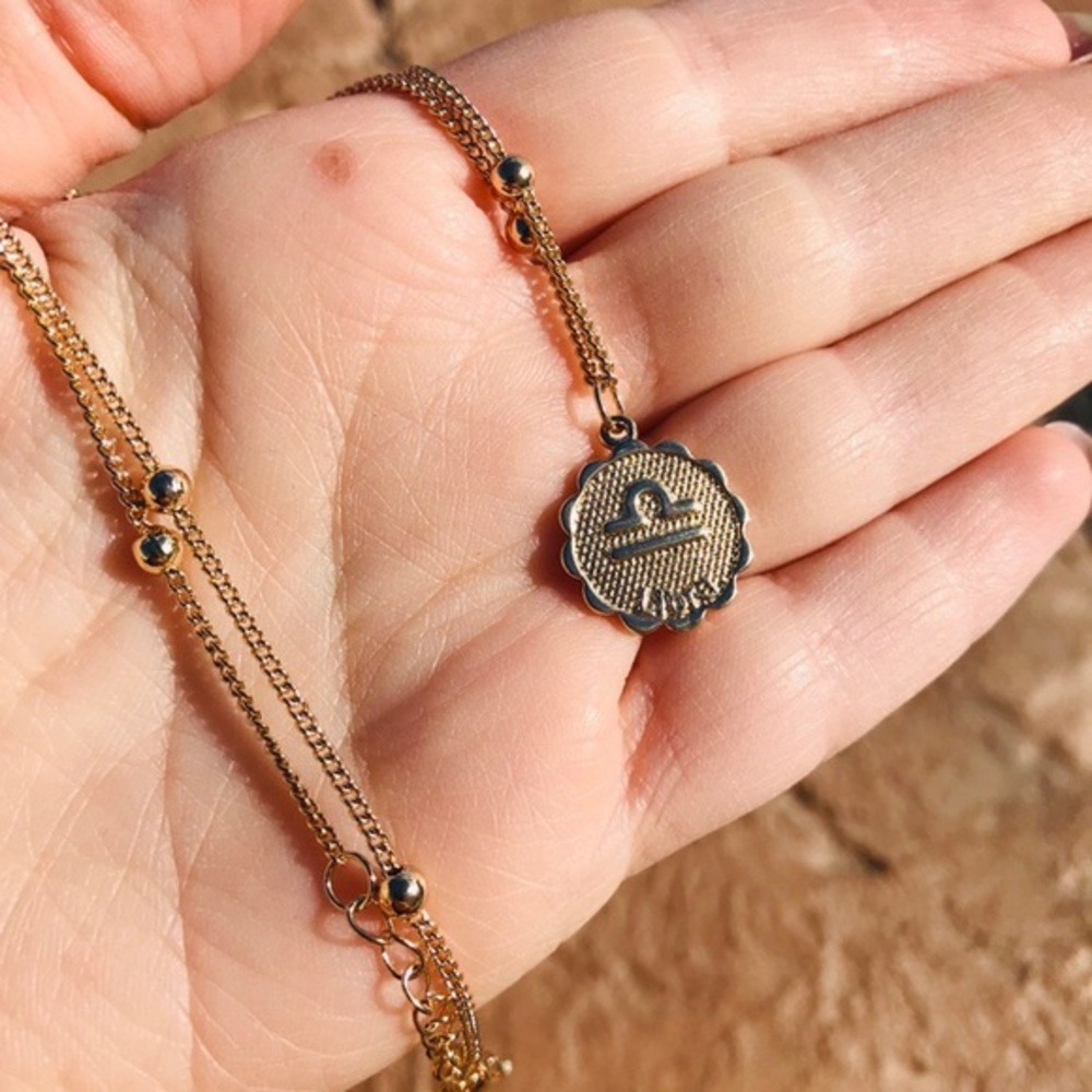Zodiac Libra gold chain pendant necklace New - Picture 2 of 4